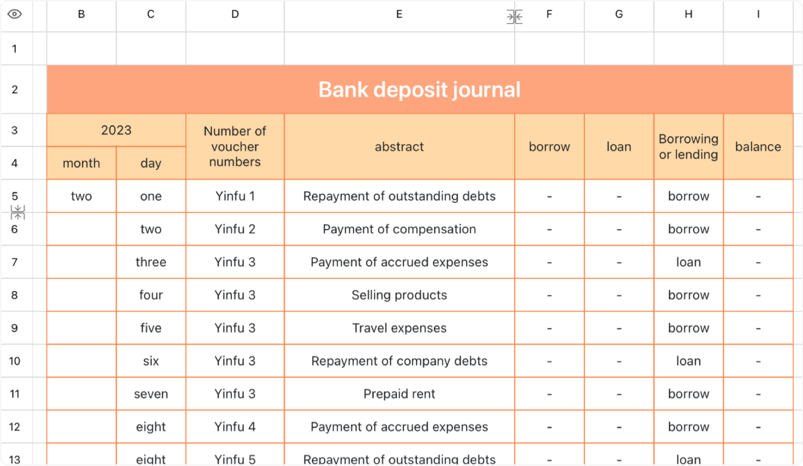 Bank deposit journal 1